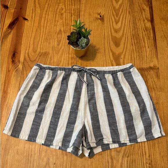 Ace & Jig Womens MED 100% Cotton Striped Shorts Drawstring Lightweight Preppy - Picture 1 of 9